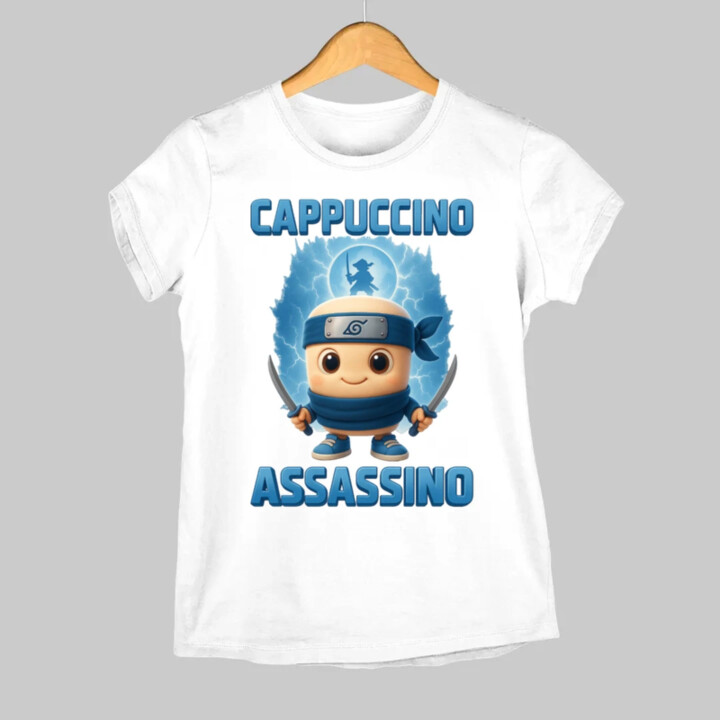 Cappuccino Assassino Baby - Italian Brainrot - ninja kelímok - dámske tričko s potlačou