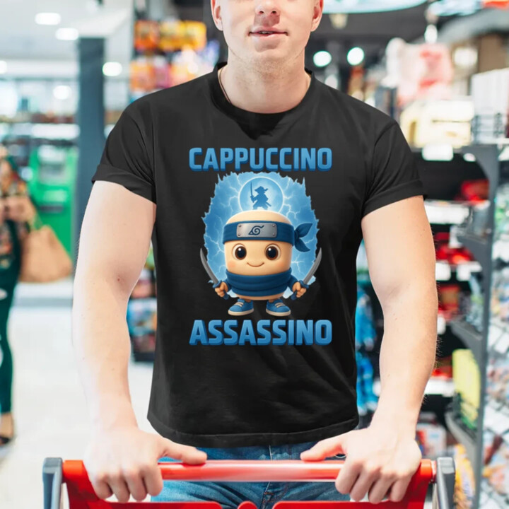 Cappuccino Assassino Baby - Italian Brainrot - ninja kelímok - pánske tričko s potlačou