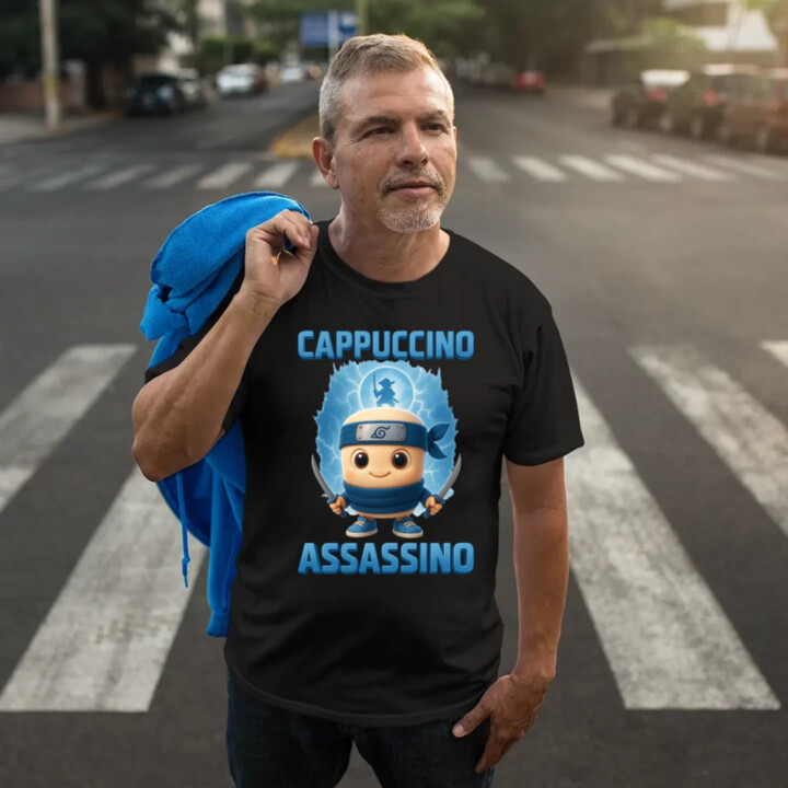 Cappuccino Assassino Baby - Italian Brainrot - ninja kelímok - pánske tričko s potlačou