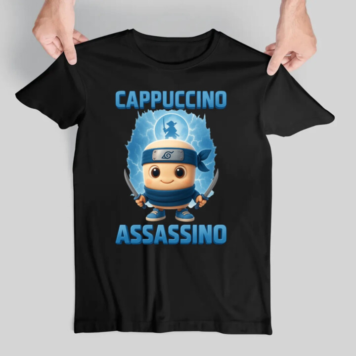 Cappuccino Assassino Baby - Italian Brainrot - ninja kelímok - pánske tričko s potlačou
