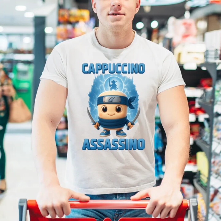 Cappuccino Assassino Baby - Italian Brainrot - ninja kelímok - pánske tričko s potlačou