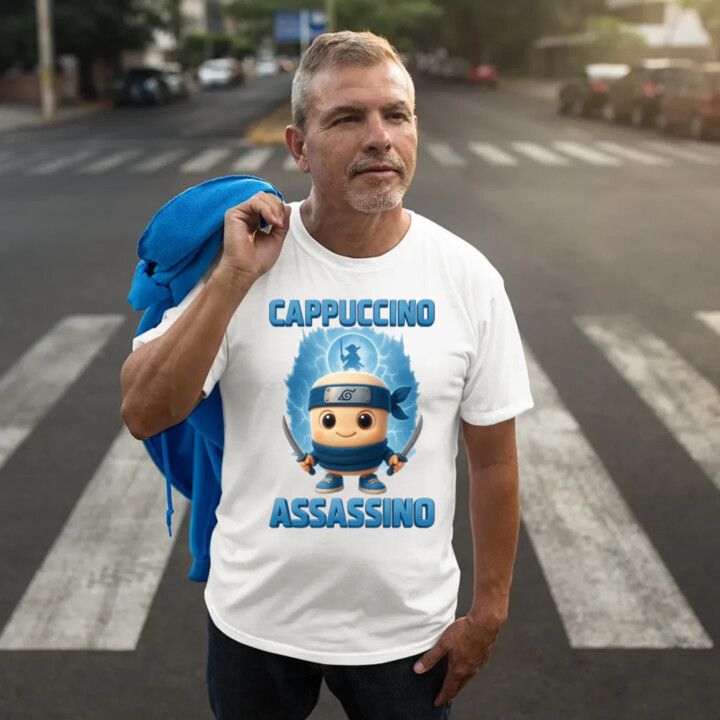Cappuccino Assassino Baby - Italian Brainrot - ninja kelímok - pánske tričko s potlačou