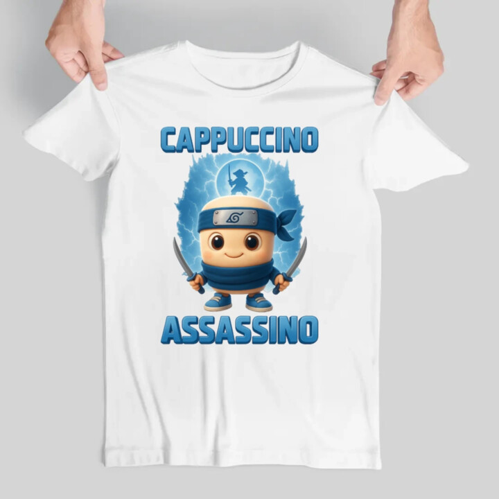 Cappuccino Assassino Baby - Italian Brainrot - ninja kelímok - pánske tričko s potlačou