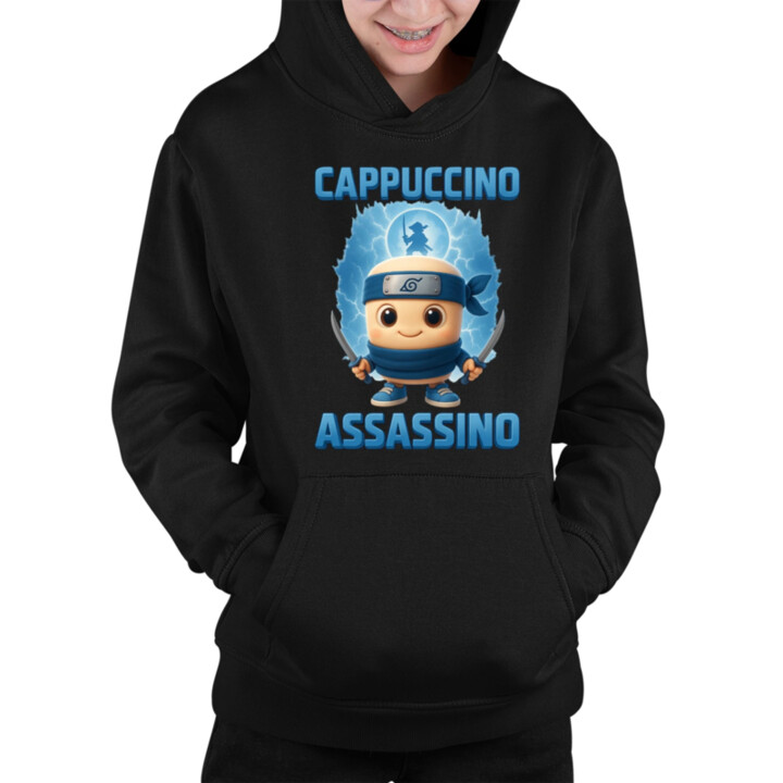 Cappuccino Assassino Baby - Italian Brainrot - ninja kelímok - detská mikina s kapucňou