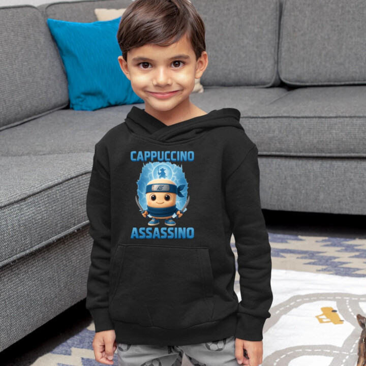 Cappuccino Assassino Baby - Italian Brainrot - ninja kelímok - detská mikina s kapucňou