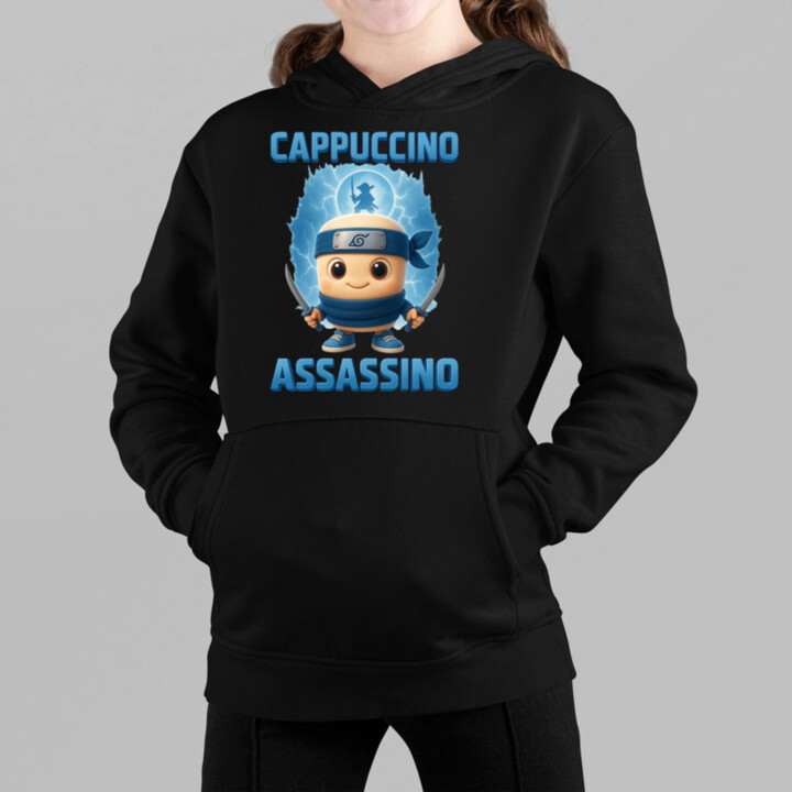 Cappuccino Assassino Baby - Italian Brainrot - ninja kelímok - detská mikina s kapucňou