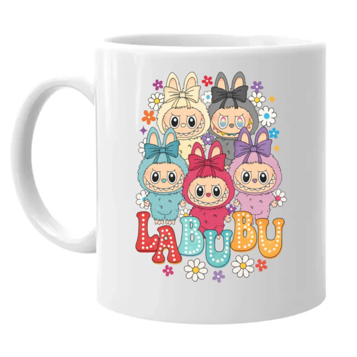 Bábiky Bubu - rôzne farby - keramický hrnček s potlačou pro fanoušky Labubu