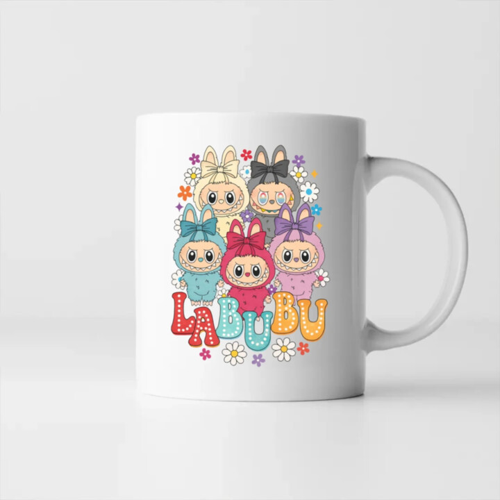 Bábiky Bubu - rôzne farby - keramický hrnček s potlačou pro fanoušky Labubu