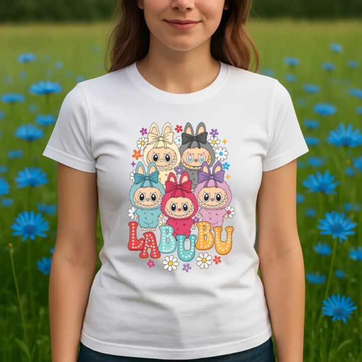 Bábiky Bubu - rôzne farby - dámske tričko s potlačou pro fanoušky Labubu