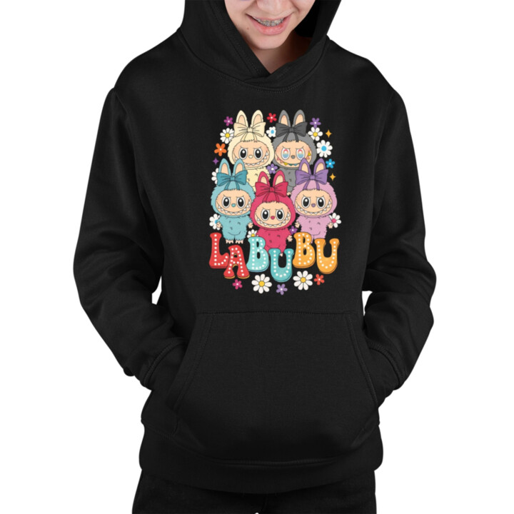 Bábiky Bubu - rôzne farby - detská mikina s kapucňou pro fanoušky Labubu