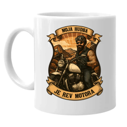 Moja hudba je rev motora V2 - keramický hrnček s potlačou