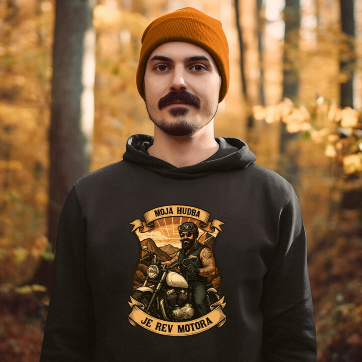 Moja hudba je rev motora V2  - pánska mikina s potlačou