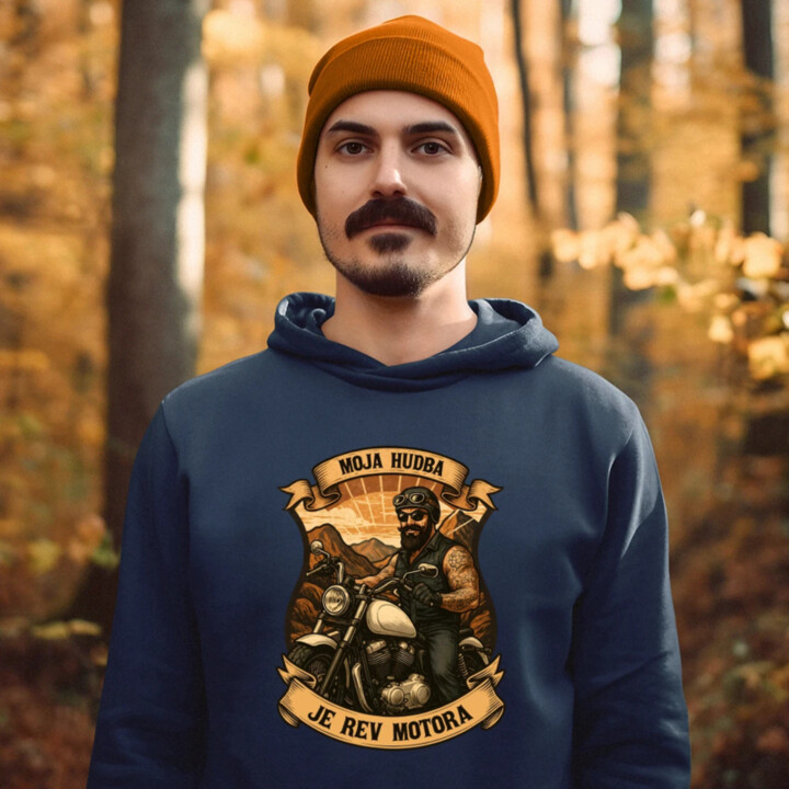 Moja hudba je rev motora V2  - pánska mikina s potlačou