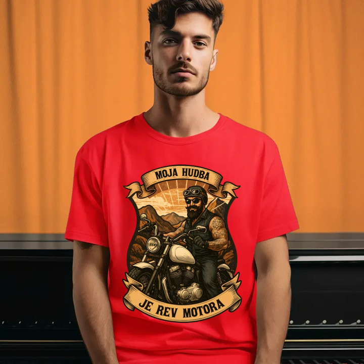 Moja hudba je rev motora V2 - pánske tričko s potlačou