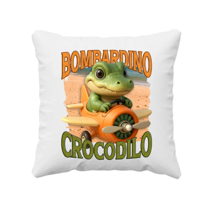 Baby Bombardino Crocodilo - Italian Brainrot - krokodíl bombardér - vankúš s potlačou