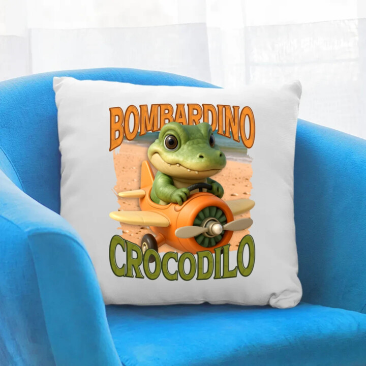 Baby Bombardino Crocodilo - Italian Brainrot - krokodíl bombardér - vankúš s potlačou