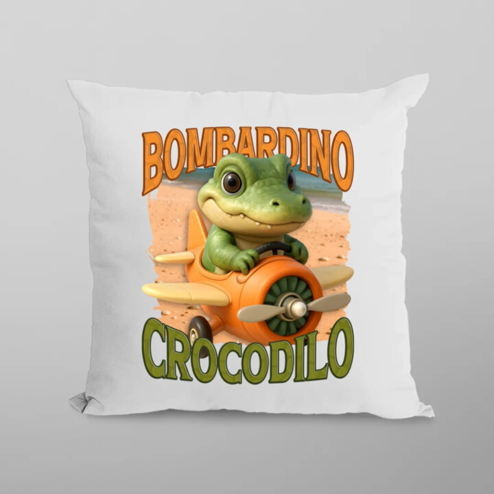 Baby Bombardino Crocodilo - Italian Brainrot - krokodíl bombardér - vankúš s potlačou