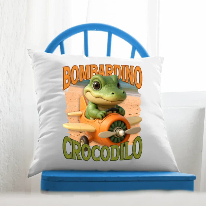 Baby Bombardino Crocodilo - Italian Brainrot - krokodíl bombardér - vankúš s potlačou