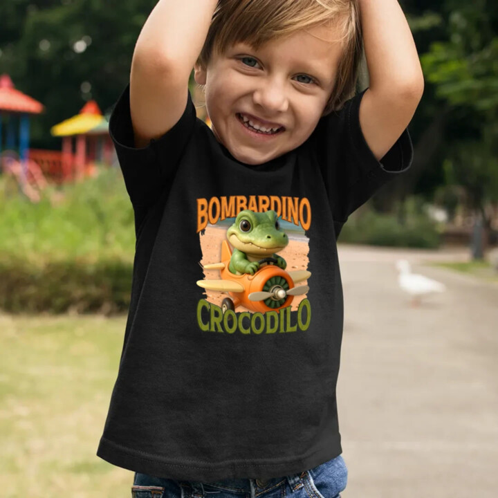 Baby Bombardino Crocodilo - Italian Brainrot - krokodíl bombardér - detské tričko s potlačou