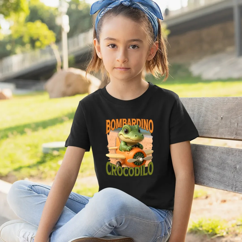 Baby Bombardino Crocodilo - Italian Brainrot - krokodíl bombardér - detské tričko s potlačou