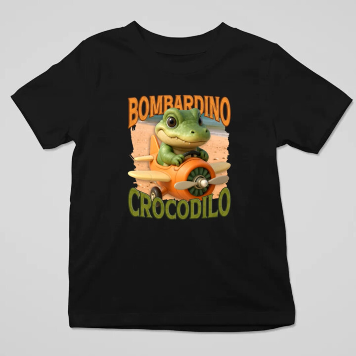 Baby Bombardino Crocodilo - Italian Brainrot - krokodíl bombardér - detské tričko s potlačou