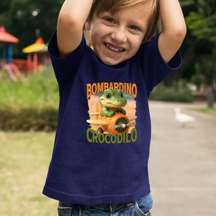 Baby Bombardino Crocodilo - Italian Brainrot - krokodíl bombardér - detské tričko s potlačou