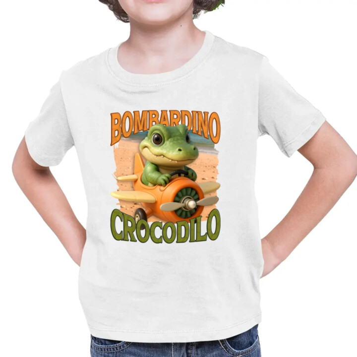 Baby Bombardino Crocodilo - Italian Brainrot - krokodíl bombardér - detské tričko s potlačou