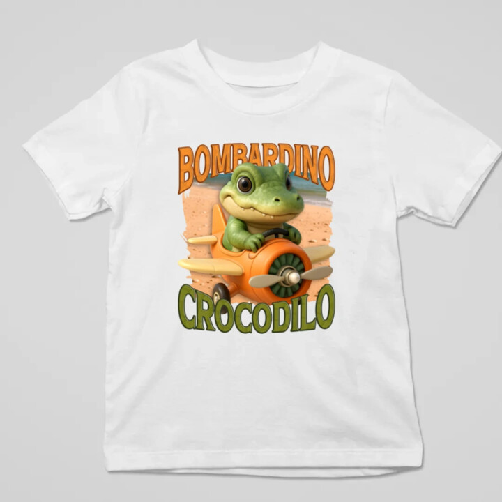 Baby Bombardino Crocodilo - Italian Brainrot - krokodíl bombardér - detské tričko s potlačou