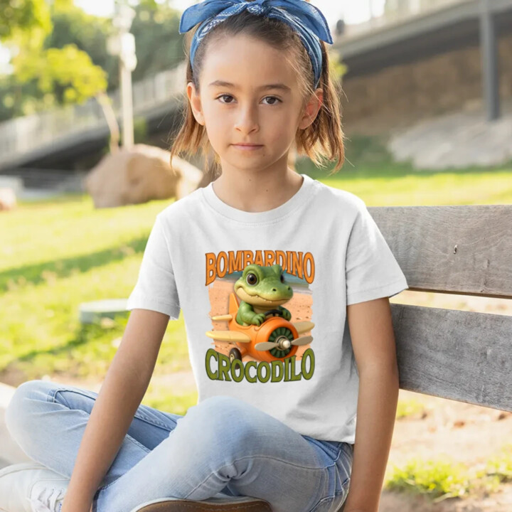Baby Bombardino Crocodilo - Italian Brainrot - krokodíl bombardér - detské tričko s potlačou