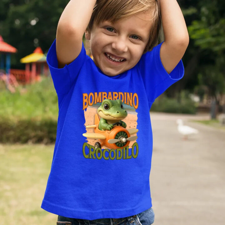 Baby Bombardino Crocodilo - Italian Brainrot - krokodíl bombardér - detské tričko s potlačou