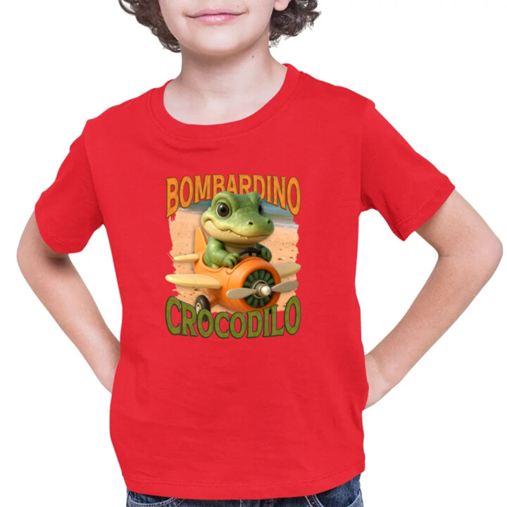 Baby Bombardino Crocodilo - Italian Brainrot - krokodíl bombardér - detské tričko s potlačou