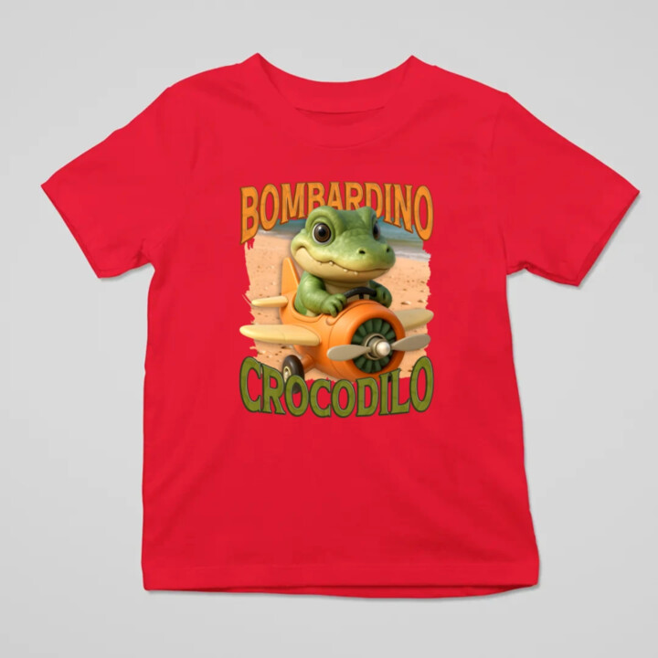 Baby Bombardino Crocodilo - Italian Brainrot - krokodíl bombardér - detské tričko s potlačou