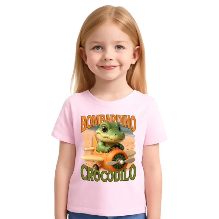 Baby Bombardino Crocodilo - Italian Brainrot - krokodíl bombardér - detské tričko s potlačou