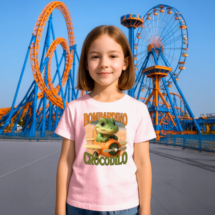 Baby Bombardino Crocodilo - Italian Brainrot - krokodíl bombardér - detské tričko s potlačou