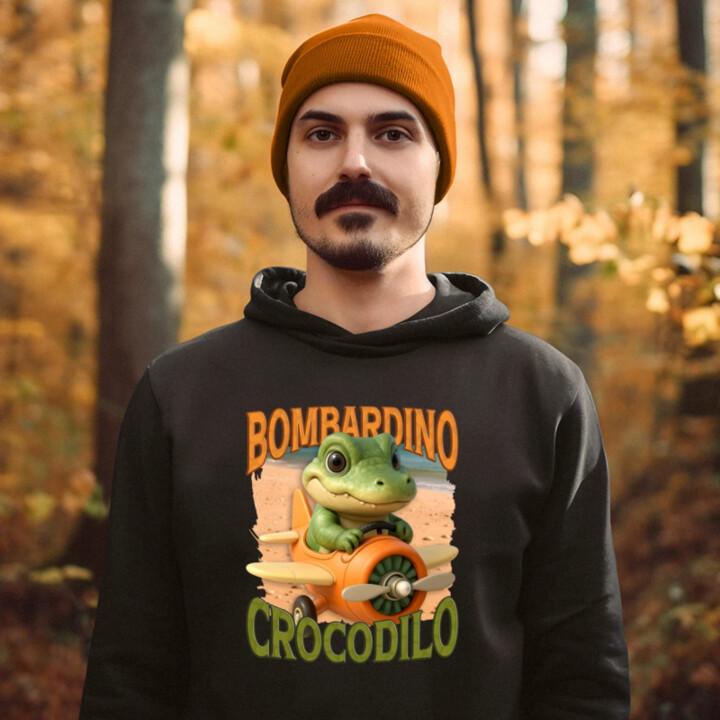 Baby Bombardino Crocodilo - Italian Brainrot - krokodíl bombardér  - pánska mikina s potlačou