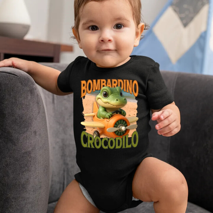 Baby Bombardino Crocodilo - Italian Brainrot - krokodíl bombardér  - body s potlačou