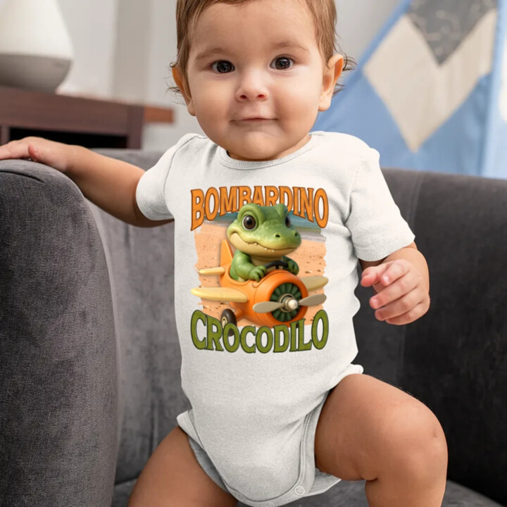 Baby Bombardino Crocodilo - Italian Brainrot - krokodíl bombardér  - body s potlačou