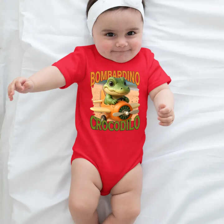 Baby Bombardino Crocodilo - Italian Brainrot - krokodíl bombardér  - body s potlačou