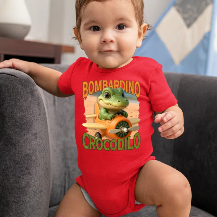 Baby Bombardino Crocodilo - Italian Brainrot - krokodíl bombardér  - body s potlačou