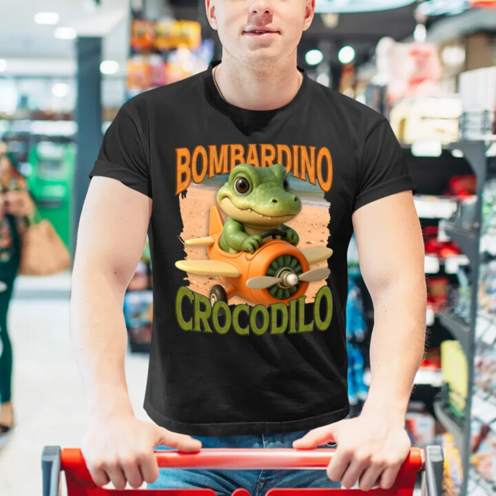 Baby Bombardino Crocodilo - Italian Brainrot - krokodíl bombardér - pánske tričko s potlačou