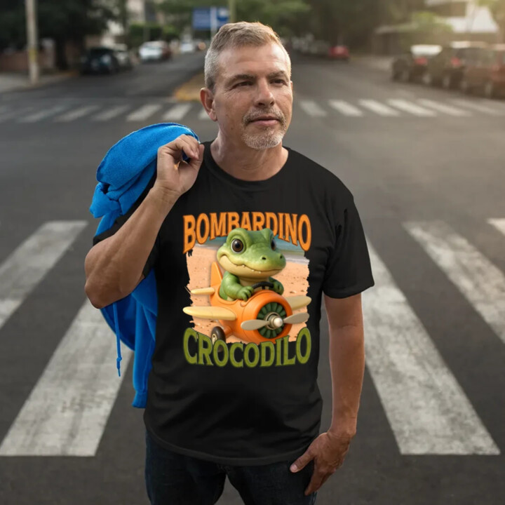 Baby Bombardino Crocodilo - Italian Brainrot - krokodíl bombardér - pánske tričko s potlačou