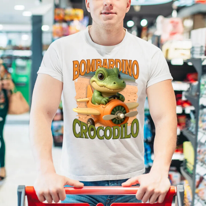 Baby Bombardino Crocodilo - Italian Brainrot - krokodíl bombardér - pánske tričko s potlačou
