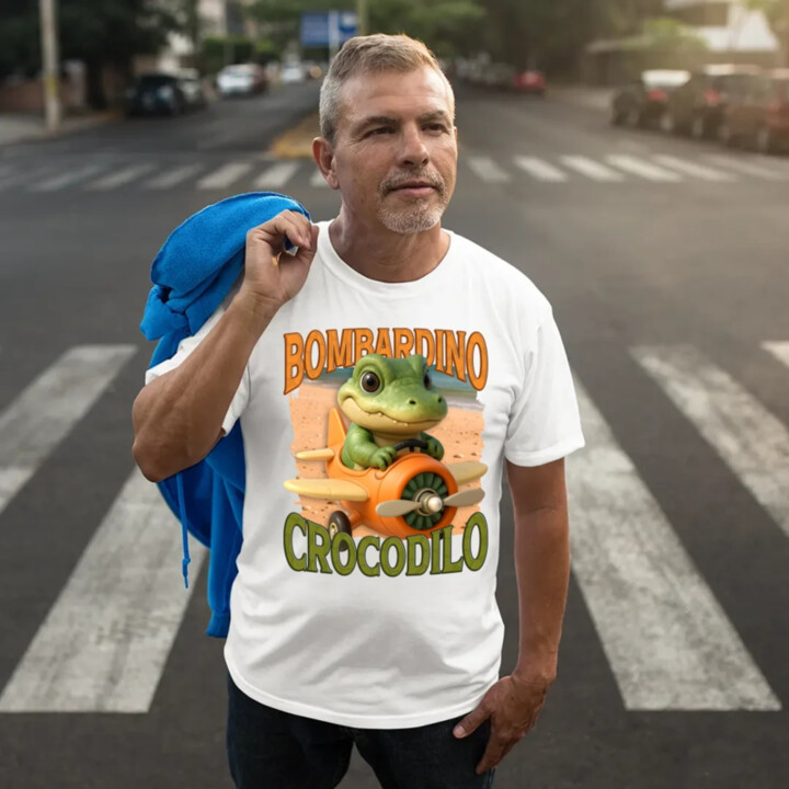 Baby Bombardino Crocodilo - Italian Brainrot - krokodíl bombardér - pánske tričko s potlačou