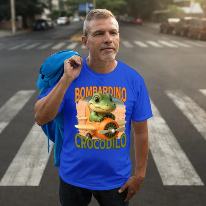 Baby Bombardino Crocodilo - Italian Brainrot - krokodíl bombardér - pánske tričko s potlačou