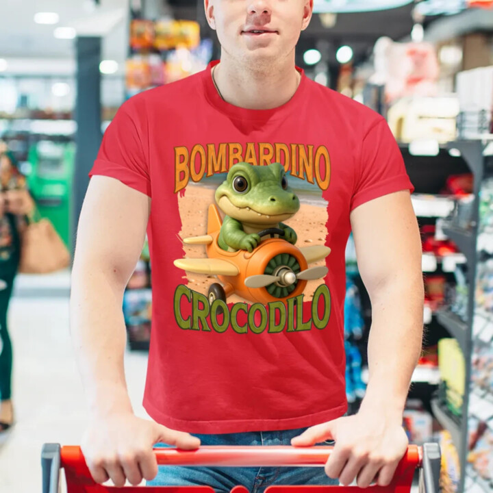 Baby Bombardino Crocodilo - Italian Brainrot - krokodíl bombardér - pánske tričko s potlačou