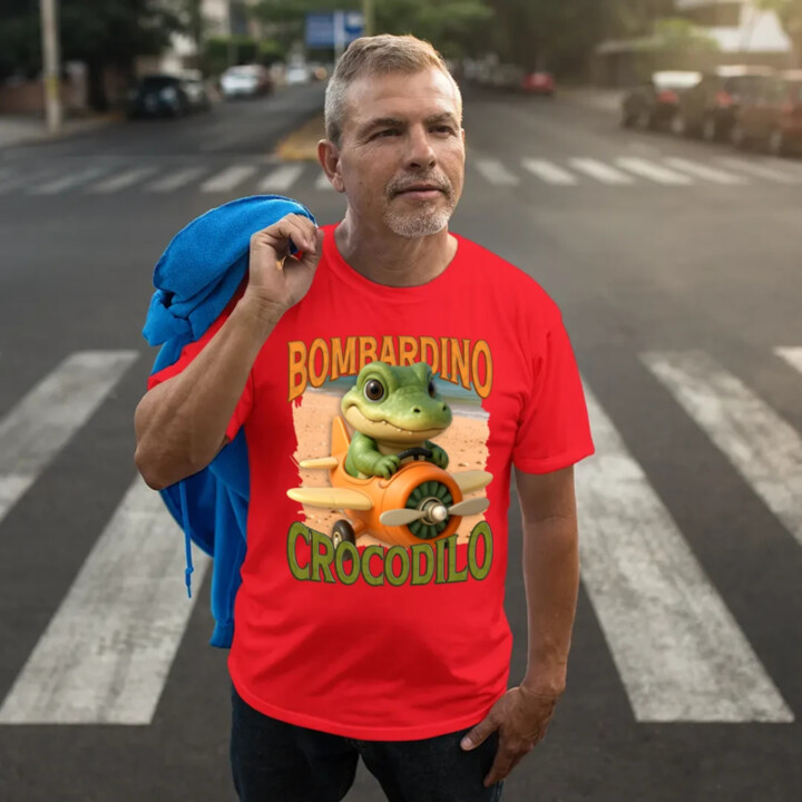 Baby Bombardino Crocodilo - Italian Brainrot - krokodíl bombardér - pánske tričko s potlačou