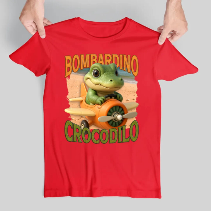 Baby Bombardino Crocodilo - Italian Brainrot - krokodíl bombardér - pánske tričko s potlačou