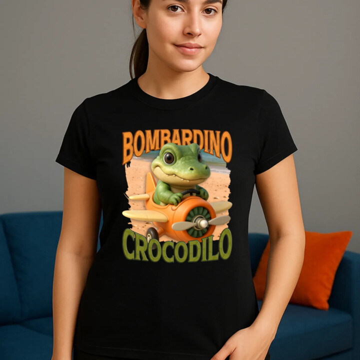 Baby Bombardino Crocodilo - Italian Brainrot - krokodíl bombardér - dámske tričko s potlačou
