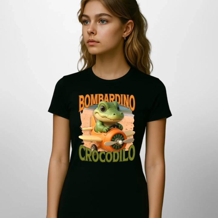Baby Bombardino Crocodilo - Italian Brainrot - krokodíl bombardér - dámske tričko s potlačou