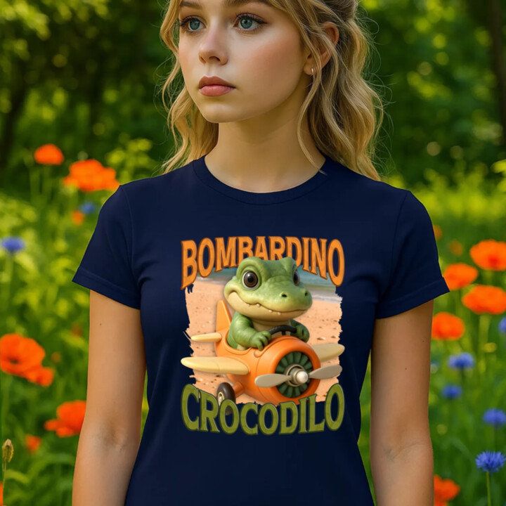 Baby Bombardino Crocodilo - Italian Brainrot - krokodíl bombardér - dámske tričko s potlačou